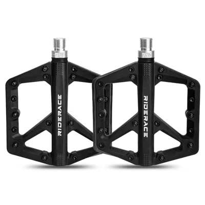 RIDERACE RR9378 Sealed Bike Pedals High Strength Nylon Bicycle Pedals with Anti-Slip Pins - Black