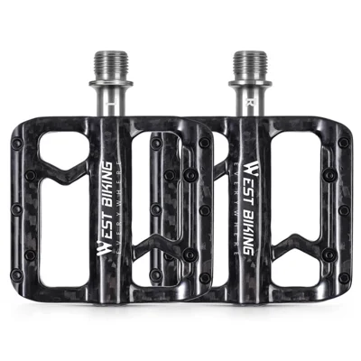 WEST BIKING YP0802132 1 Pair Carbon Fiber Pedals Titanium Alloy Spindle Road Folding Bicycle Ultralight Pedals