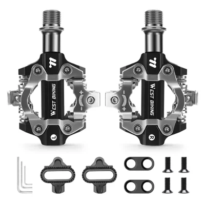 WEST BIKING YP0802148 1 Pair MTB Self Locking Pedals Aluminum Alloy Moutain Bike Pedals Compatible with SPD - Black