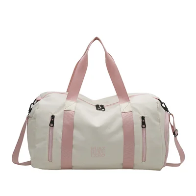 Gym Bag 35L Sports Duffel Bags with Dry Wet Pocket Sport Tote Bag Weekend Overnight Bag - Off-white