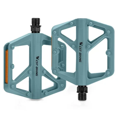 WEST BIKING YP0802150 1 пара нейлоновых расширенных педалей для горного и шоссейного велосипеда, противоскользящие велосипедные педали с отражателем - светло-синие