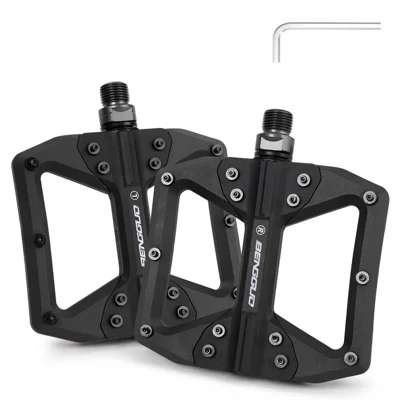 BENGGUO BG-4235 1 Paire de Pédales de Vélo en Nylon + Acier Chromoly 14 Picots Antidérapants DU + Roulement Accessoire pour Vélo - Noir