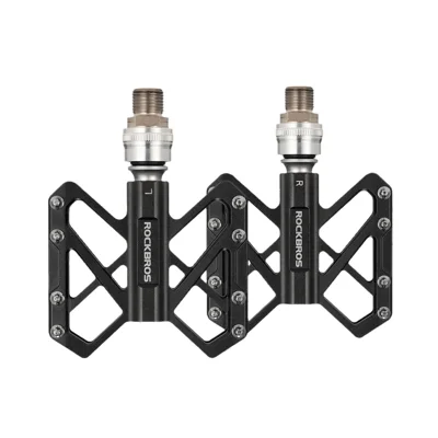 ROCKBROS RK06F Schnellwechsel CNC Aluminium Pedale 3 Lager Chromoly Achse Rutschfeste Stifte für Rennrad / Mountainbike / Faltfahrrad - Schwarz