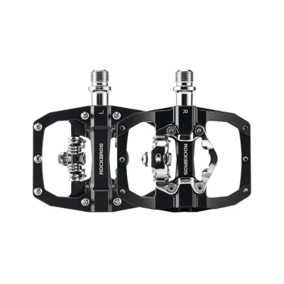 ROCKBROS PD202 Dual-Mode Pedale Aluminiumlegierung + Chrom-Molybdän-Stahl Geschlossenes Lager Einstellbare Spannung für Rennrad Mountain Folding Bikes - Schwarz