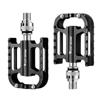 WEST BIKING YP0802162 3-Bearing Quick-Release Aluminum Alloy + Cr-Mo Steel Bike Pedals - Black