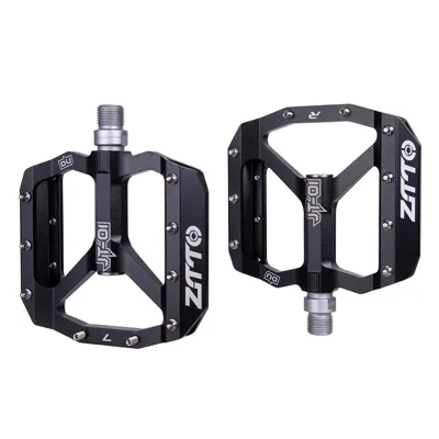 ZTTO JT01 1 Paar MTB-Fahrrad-Aluminiumlegierung 12 mm Achse Flachpedale Fahrrad leichte Lager Pedale - Schwarz