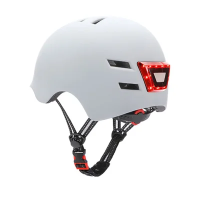 KY-Z002 Adult Bicycle Cycling Helmet EPS+PC Anti-impact Safety Helmet with Front and Rear Light - White / S
