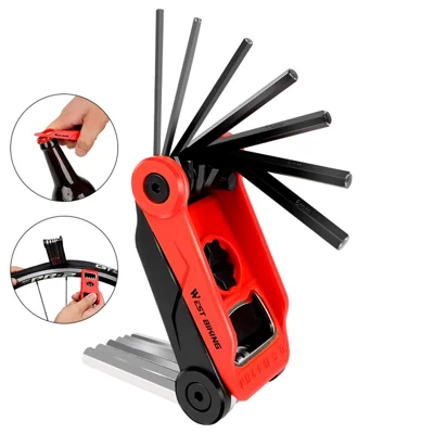 WEST BIKING 16 in 1 Multi-Funktions-Fahrrad-Fahrrad-Reparatur-Werkzeugsatz - Rot