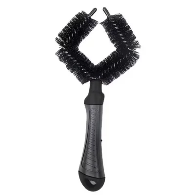 Spazzola per Pulizia Ruote Bicicletta Forma a Diamante Testa Doppia per Pneumatici Catena Cassetta 5 cm Testa Spazzola - Nero