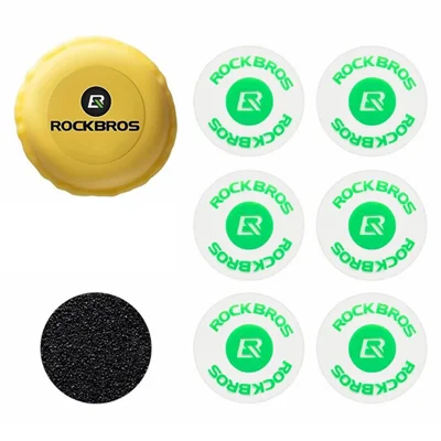 ROCKBROS Kit de 6 unidades de parches para cámara de bicicleta, sin pegamento, adhesivo, juego de herramientas de reparación de secado rápido - Amarillo