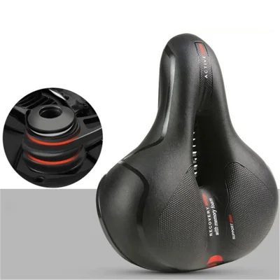 Cycling Suspension Ball Bicycle Back Seat Bike Hollow PU Leather Breathable Cushion Reflective Rear Rack Seat - Red
