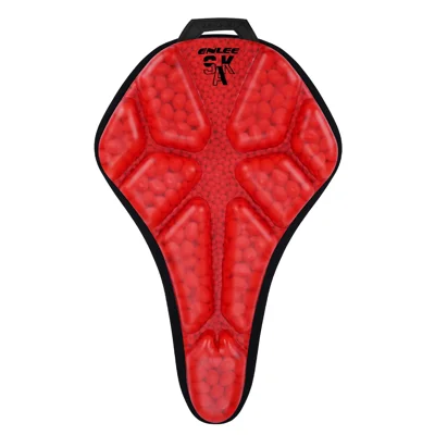 ENLEE Waterproof PU Leather Bicycle Saddle Cover Shock Absorbing Cushioned Seat Pad - Red