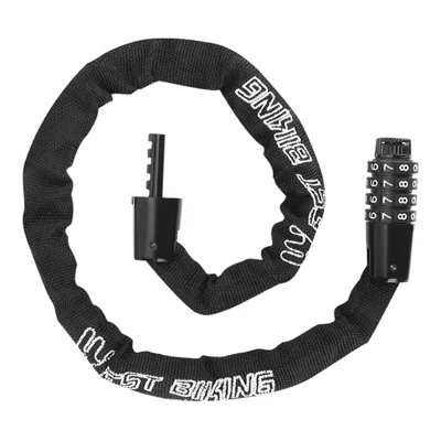 WEST BIKING YP0705089 Candado de cadena para bicicleta de 0,65 m con combinación numérica reajustable de 4 dígitos, de aleación, para bicicletas, scooters y puertas