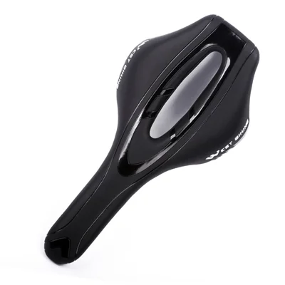 WEST BIKING YP0801072 PU Leather Bike Saddle Breathable Hollow Shock-absorption Bicycle Seat Cushion - Black