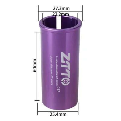 ZTTO Bike Seat Post Adapter Aluminum Bicycle Seat Post Tube Reducing Sleeve Converter - 22.2mm to 25.4mm