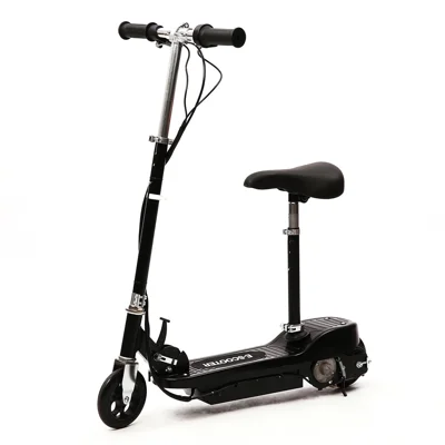JX-07 Patinete Eléctrico Plegable con Asiento 24V 4.5AH Batería de Plomo 120W Motor 6 Pulgadas Neumáticos Sólidos de PU, Enchufe UE - Negro