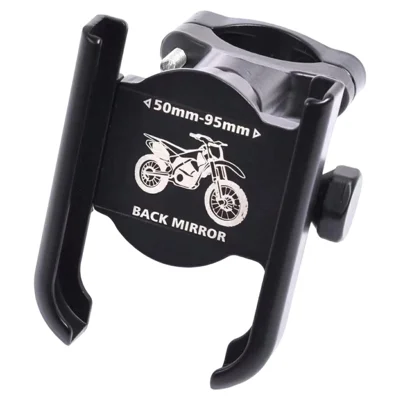 Aluminum Alloy Phone Holder for Electric Bike Motorcycle Handlebar 360 Degree Rotatable Phone Mount Bracket - Black