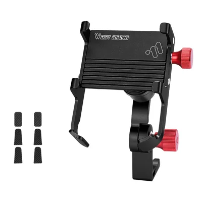 WEST BIKING YP0715109 55-90mm Bike Phone Holder 360° Rotating Foldable Aluminum Alloy Anti Slip Mount for Bicycle Cycling Navigation - Black