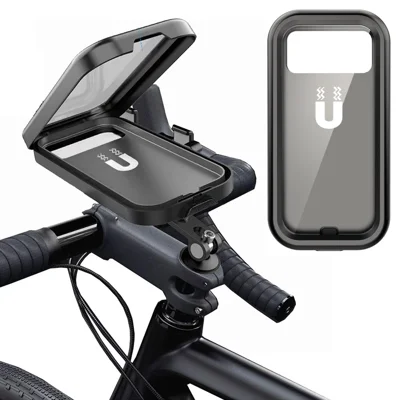 HL-159 Bicycle Stem Phone Mount Waterproof Bike Motorcycle Rotation Phone Holder Bracket - All Black