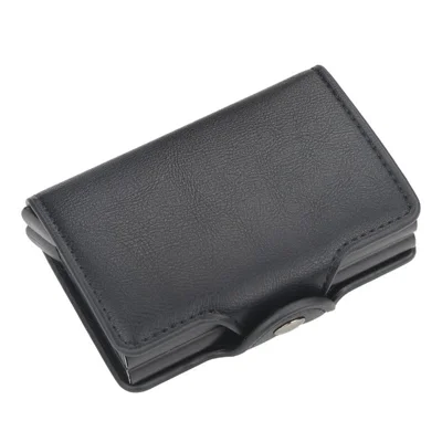 BAELLERRY K9121 Porte-cartes en cuir PU avec blocage RFID Étui à rabat - Noir