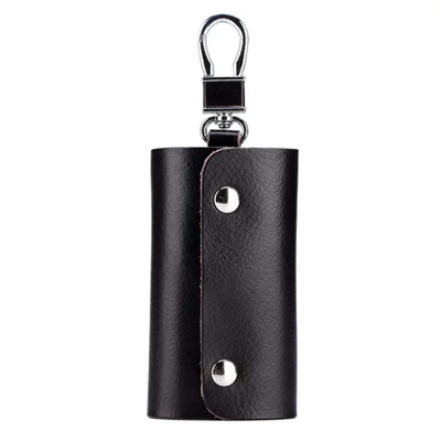 BULLCAPTAIN 484 Vertical Key Case Split Leather Key Holder Organizer Pouch, 6x3x10cm - Coffee