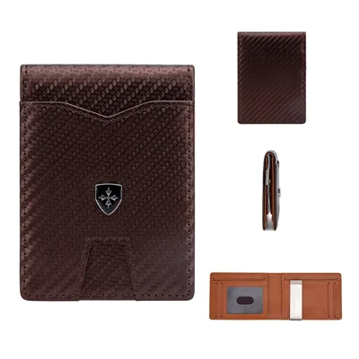 BAELLERRY K9310 Multiple Card Slots RFID Blocking PU Leather Men Wallet with Money Clip - Brown
