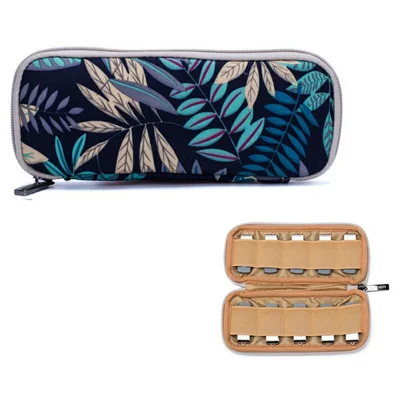 20 x 9cm USB Flash Drive Storage Pouch 10-Grid U-Disk Zipper Bag - Colorful Leaves / Blue Bottom