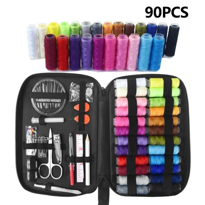 90Pcs Household Sewing Kit DIY Embroidery Handwork Tool Needle Thread Scissor Set
