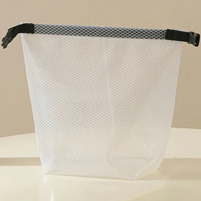 Portable Toiletry Bag with Quick Release Buckle Waterproof EVA Frosted Makeup Case Size S - White