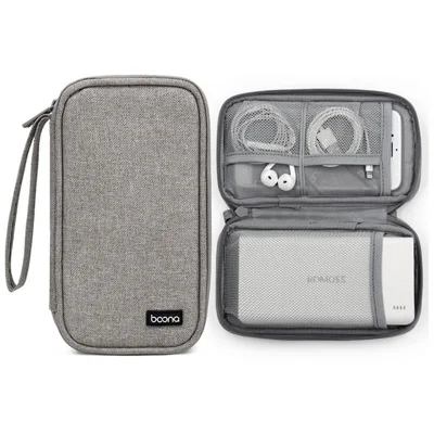 BAONA BN-E003 Electronic Accessories Organizer Bag Travel Organization Case Wrist Storage Bag for Power Bank, Charging Cable, Headset - Grey