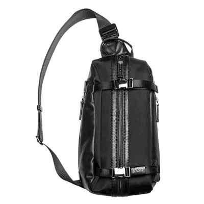 QIALINO Multifunctional Crossbody Bag with USB Port Genuine Cow Leather Chest Pouch Lightweight Casual Waist Bag for Men / Women