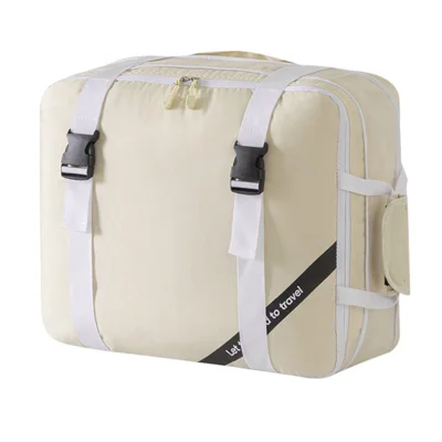 Expandable Compression Pouch for Travel Clothes Down Jacket Waterproof Storage Bag, Size S - Beige