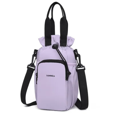 SANNE 23153 1.5L Nylon Lunch Bag Insulated Tote for Work Travel Lightweight Portable Multi-Layer Storage Bag - Purple