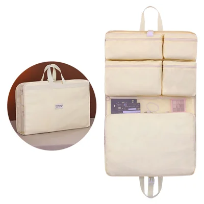 1010 Multifunction Hanging Travel Organizer Bag Foldable Luggage Packing Cube for Suitcase Storage - Apricot