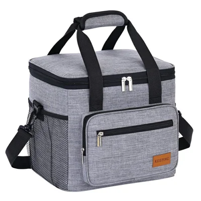7035 Portable Picnic Tote Insulated Bag Oxford Fabric Large Capacity Outdoor Camping Lunch Box - Grey