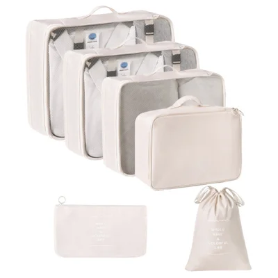 6Pcs / Set Portable Travel Business Trips Organizer Foldable Multi-Function Clothes Storage Bags - Beige