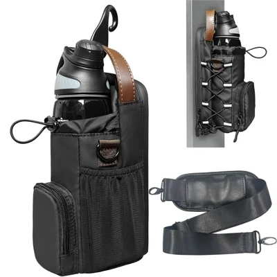 Upgraded Magnetic Water Bottle Holder for Gym Fitness Outdoor Crossbody Bag with Handle and Hook