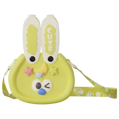 Cute 3D Bunny Kids Shoulder Bag Lightweight EVA + PVC Waterproof Travel Crossbody Bag for Children - Green