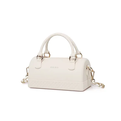 OKRO Silicone Crossbody Bag Waterproof Handbag with Shoulder Chain Strap - Beige