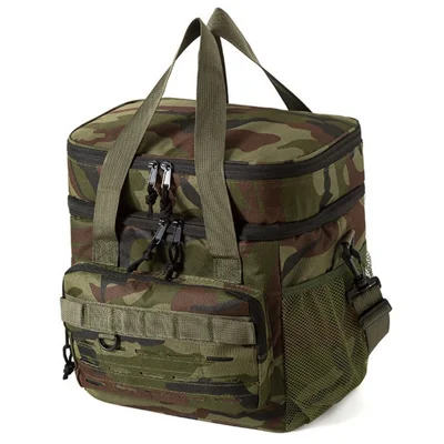 Camouflage Insulated Cooler Bag 19L Large Capacity Outdoor Picnic Tote Thermal Lunch Bag for Camping - Green