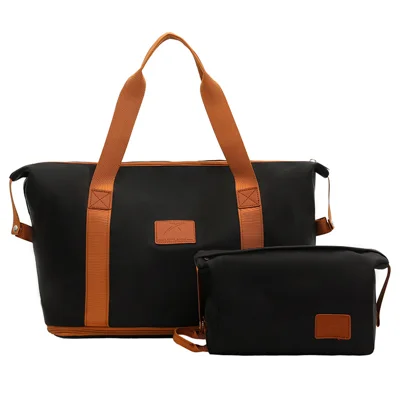 Travel Toiletry Bag Portable Waterproof Canvas Organizer Large Capacity 20-35L Multi-Compartment - Black