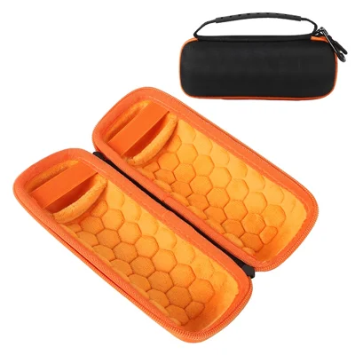 For JBL Grip Speaker Portable Storage Case Padded Interior Shock Absorbing Design with Strap / Carabiner - Black  /  Orange
