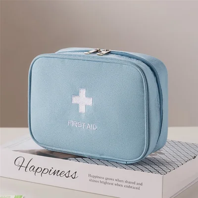 19.5 x 14 x 7cm First Aid Kit Portable Medical Emergency Bag for Home / Travel / Camping / Car Use Oxford Fabric Waterproof Storage Pouch - Blue