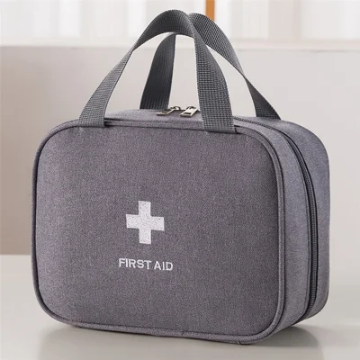 21 x 16 x 9.5cm First Aid Kit Home Travel Portable Emergency Medical Bag Outdoor Medicine Storage Pouch for Camping / Hiking / Car - Grey