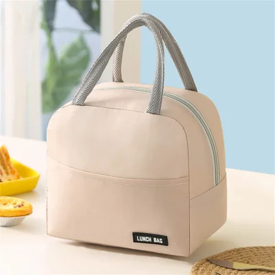 Insulated Lunch Bag Tote Thermal Food Container Carrier Waterproof Oxford Fabric for Work / School / Outdoor - Beige