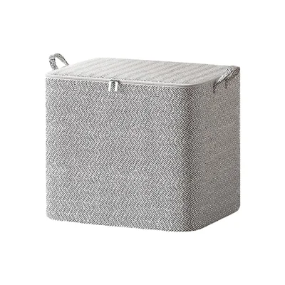 110L Non-Woven Storage Bag Large Capacity Clothes Quilt Organizer Foldable Moving Bag with Double Handles (48×44×48cm) - Grey