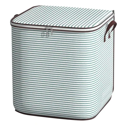 100L Large Capacity Stripe Storage Bag Foldable Luggage Bag Moisture-Proof Clothes Organizer with Double Zipper and Handles - Green Stripe