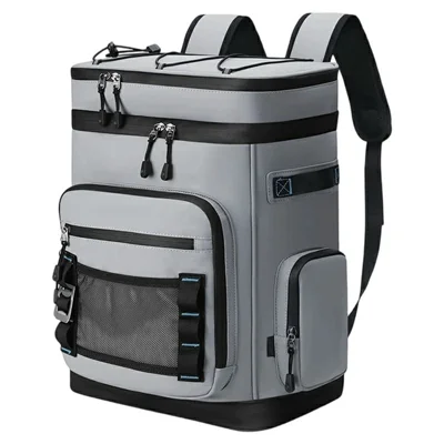 Insulated Backpack Cooler Lunch Bag Portable Food Preservation Pack for Outdoor Camping Picnic - Grey
