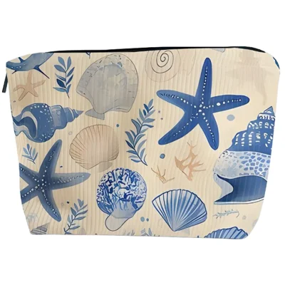 17x26cm Ocean Marine Life Print Cosmetic Bag Makeup Pouch Organizer Travel Storage Toiletry Bag with Zipper