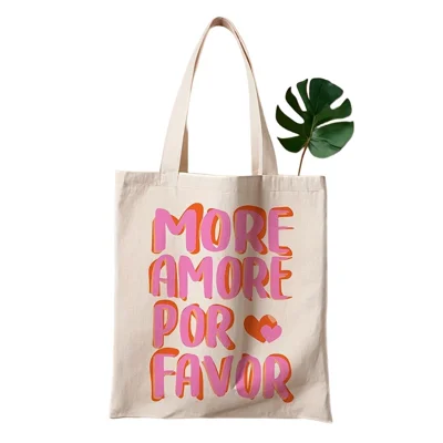34x38cm Reusable Canvas Tote Bag Charming Print Shopping Bag  Shoulder Bag for Daily Use